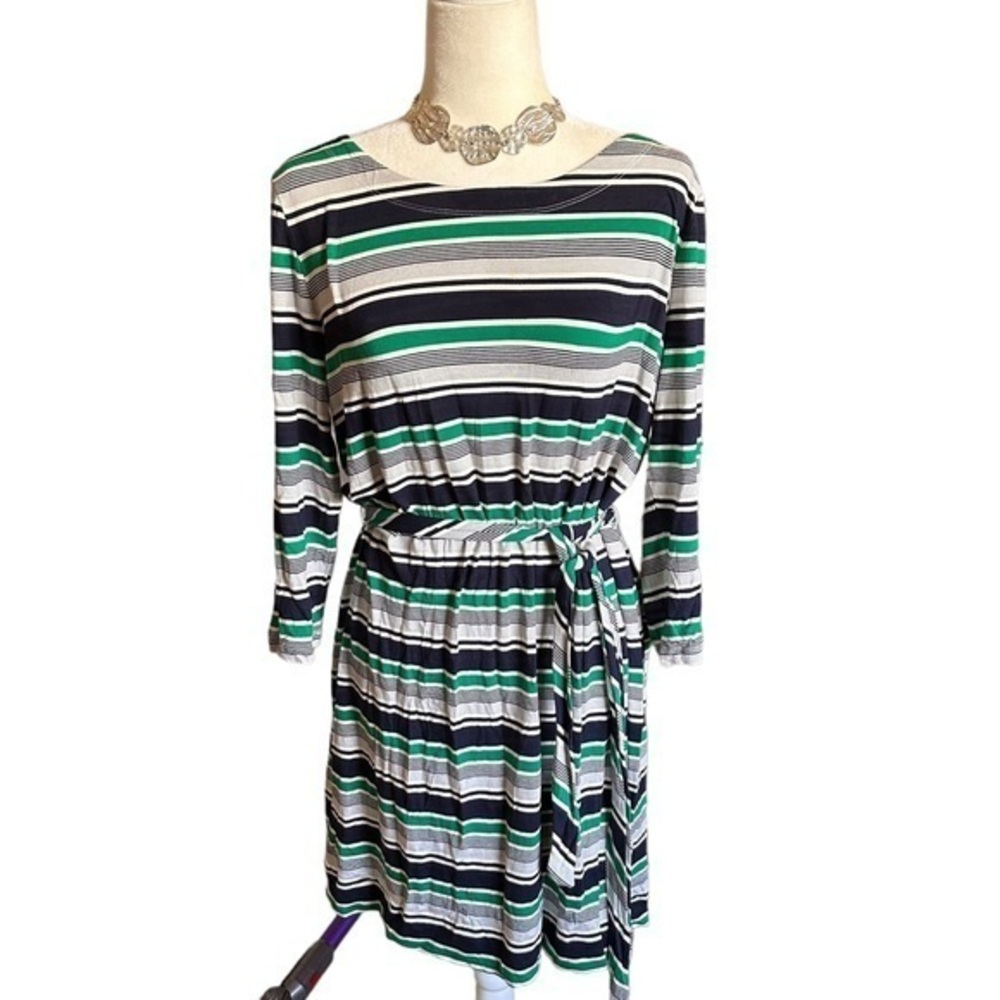 ☘️ Banana Republic Green, Black & White A-line Sash Waist Tie